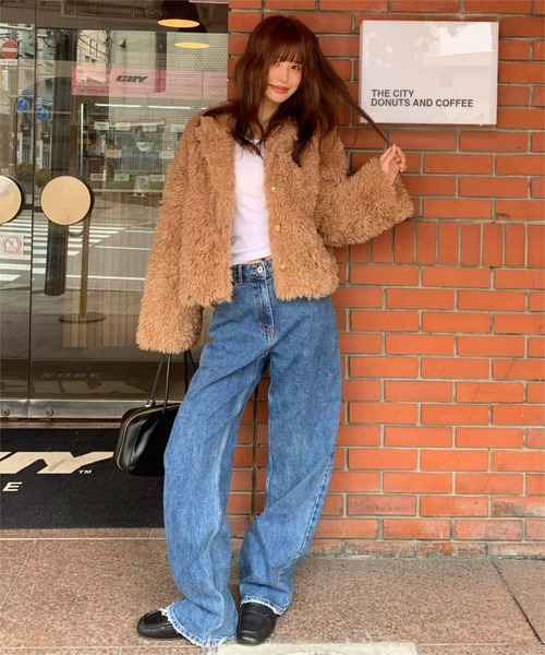 titivate（ティティベイト）の「中綿キルティングプードルフェイクファージャケット（ダウンジャケット/コート・レディース・チャコール/ブラウン/ライトベージュ・L/M/S）」の9枚目の写真