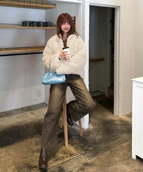 titivate（ティティベイト）の「中綿キルティングプードルフェイクファージャケット（ダウンジャケット/コート・レディース・チャコール/ブラウン/ライトベージュ・L/M/S）」の18枚目の写真