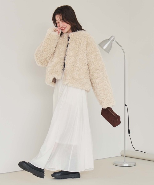 titivate（ティティベイト）の「中綿キルティングプードルフェイクファージャケット（ダウンジャケット/コート・レディース・チャコール/ブラウン/ライトベージュ・L/M/S）」の21枚目の写真