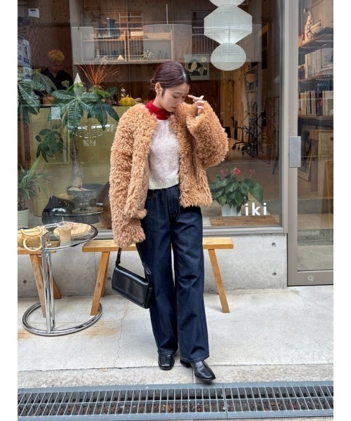 セール】中綿キルティングプードルフェイクファージャケット（ダウン