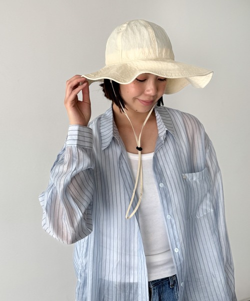 CANAL JEAN(キャナルジーン)の「El mar ドローコードナイロンハット(ハット・レディース・ベージュ/ブラック・ONE SIZE)」の2枚目の写真