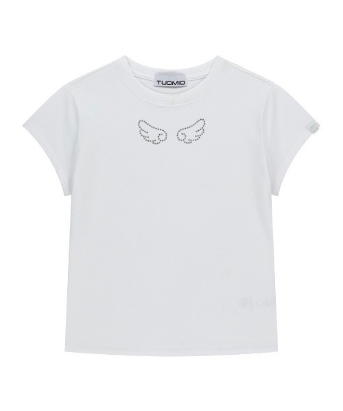 tシャツ 「TUOMIO」ANGEL STUD BABY T-SHIRT / 「トゥオミオ」エンジェルスタッズベイビー半袖Tシャツ レディース TUOMIO】ANGEL STUD BABY T-SHIRT / 【トゥオミオ】エンジェル