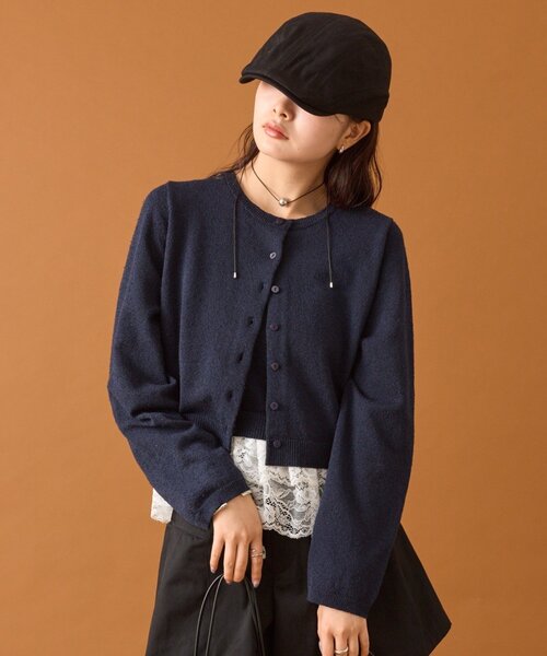 mystic(ミスティック)の「ブークレ裾レースカーデセット(カーディガン/ボレロ・レディース・オフホワイト/イエロー/ネイビー・FREE)」の5枚目の写真