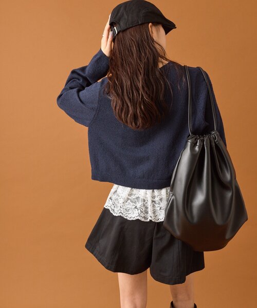 mystic(ミスティック)の「ブークレ裾レースカーデセット(カーディガン/ボレロ・レディース・オフホワイト/イエロー/ネイビー・FREE)」の6枚目の写真