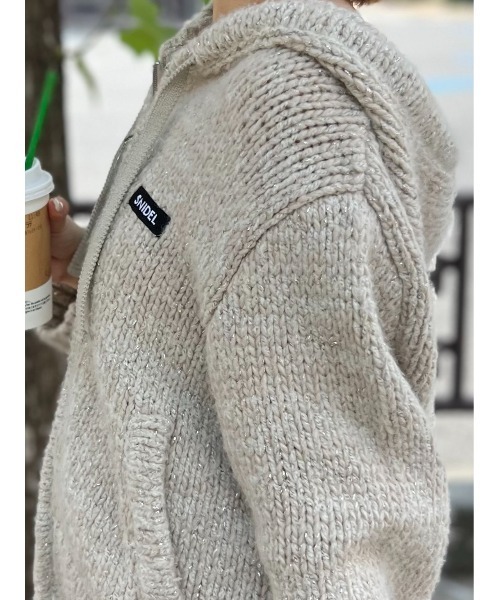 SNIDEL（スナイデル）の「ロービングニットフーディー（ニット/セーター・レディース・キャメル/グレー/アイボリー・F）」の11枚目の写真