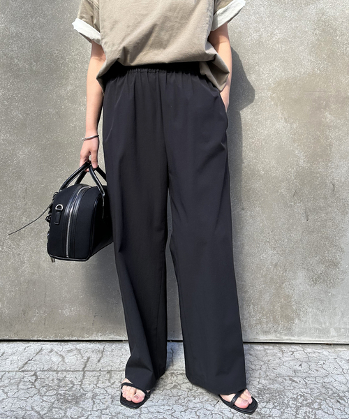 タグ付き未使用　ジャーナルスタンダード　ナイロンストレッチパンツ　万能パンツ　黒 WEB限定追加》【接触冷感/防しわ/洗える/撥水】ナイロン