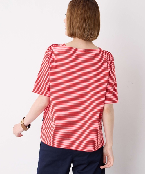 Petit Honfleur(プチオンフルール)の「【接触冷感】ボタンボーダープルオーバー【キシリトール加工】(Tシャツ/カットソー・レディース・ネイビー/レッド/グリーン・M/L)」の8枚目の写真