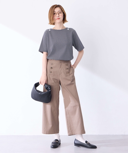 Petit Honfleur(プチオンフルール)の「【接触冷感】ボタンボーダープルオーバー【キシリトール加工】(Tシャツ/カットソー・レディース・ネイビー/レッド/グリーン・M/L)」の20枚目の写真