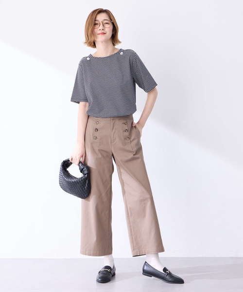 Petit Honfleur(プチオンフルール)の「【接触冷感】ボタンボーダープルオーバー【キシリトール加工】(Tシャツ/カットソー・レディース・ネイビー/レッド/グリーン・M/L)」の21枚目の写真