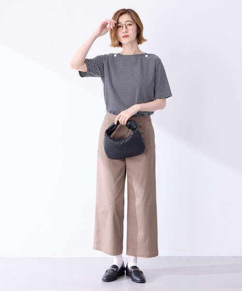 Petit Honfleur(プチオンフルール)の「【接触冷感】ボタンボーダープルオーバー【キシリトール加工】(Tシャツ/カットソー・レディース・ネイビー/レッド/グリーン・M/L)」の22枚目の写真