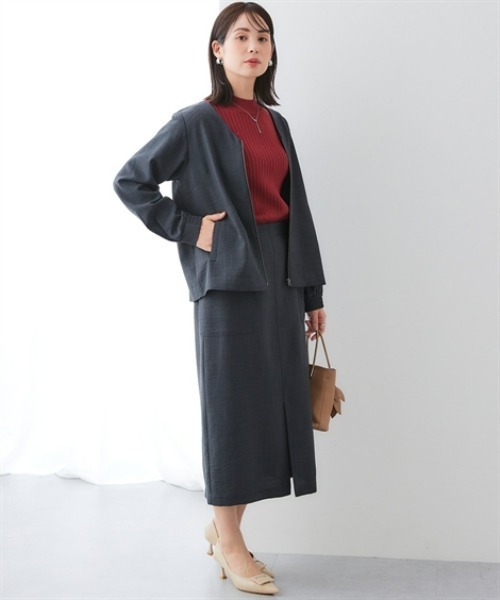 7days Life Styling（セブンデイズライフスタイリング）の「麻調合繊Vカラージップジャケット（しわになりにくい・接触冷感・ＵＶカット・ウォッシャブル）<大きいサイズ有>（その他アウター・レディース・チャコール/ネイビー/モカ・M/S/3L/LL/L）」の6枚目の写真