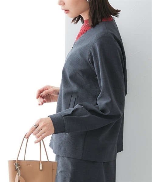 7days Life Styling（セブンデイズライフスタイリング）の「麻調合繊Vカラージップジャケット（しわになりにくい・接触冷感・ＵＶカット・ウォッシャブル）<大きいサイズ有>（その他アウター・レディース・チャコール/ネイビー/モカ・M/S/3L/LL/L）」の16枚目の写真