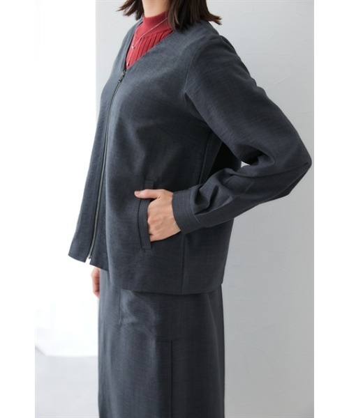 7days Life Styling（セブンデイズライフスタイリング）の「麻調合繊Vカラージップジャケット（しわになりにくい・接触冷感・ＵＶカット・ウォッシャブル）<大きいサイズ有>（その他アウター・レディース・チャコール/ネイビー/モカ・M/S/3L/LL/L）」の17枚目の写真