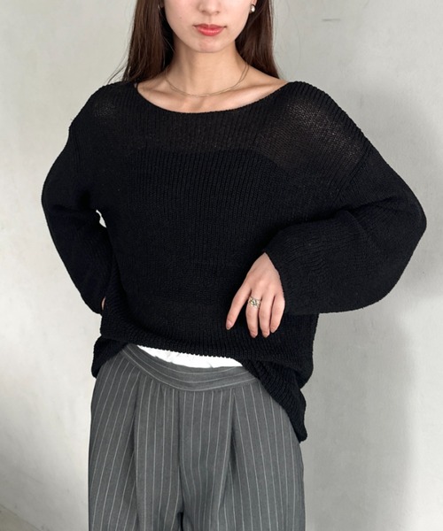 MYMOOD.（マイムード）の「透かし編みゆるニットトップス（ニット/セーター・レディース・アイボリー/ブラック/モカ・FREE）」の11枚目の写真