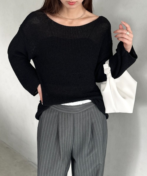 MYMOOD.（マイムード）の「透かし編みゆるニットトップス（ニット/セーター・レディース・アイボリー/ブラック/モカ・FREE）」の13枚目の写真