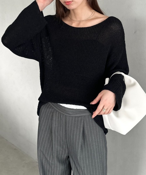 MYMOOD.（マイムード）の「透かし編みゆるニットトップス（ニット/セーター・レディース・アイボリー/ブラック/モカ・FREE）」の14枚目の写真
