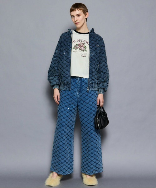 MAISON SPECIAL（メゾンスペシャル）の「WILDFLOWER Ringer T-shirt/WILDFLOWERリンガーTシャツ（Tシャツ/カットソー・レディース・ホワイト/ブラック/ブルー・FREE）」の5枚目の写真