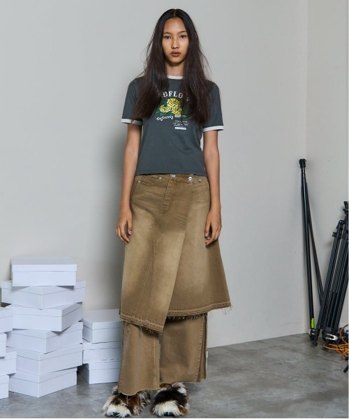 MAISON SPECIAL（メゾンスペシャル）の「WILDFLOWER Ringer T-shirt/WILDFLOWERリンガーTシャツ（Tシャツ/カットソー・レディース・ホワイト/ブラック/ブルー・FREE）」の6枚目の写真