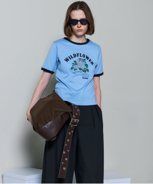 MAISON SPECIAL（メゾンスペシャル）の「WILDFLOWER Ringer T-shirt/WILDFLOWERリンガーTシャツ（Tシャツ/カットソー・レディース・ホワイト/ブラック/ブルー・FREE）」の8枚目の写真