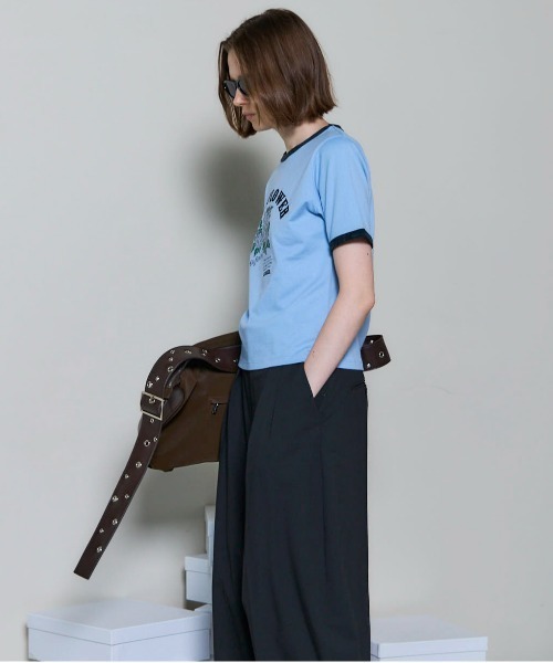 MAISON SPECIAL（メゾンスペシャル）の「WILDFLOWER Ringer T-shirt/WILDFLOWERリンガーTシャツ（Tシャツ/カットソー・レディース・ホワイト/ブラック/ブルー・FREE）」の9枚目の写真