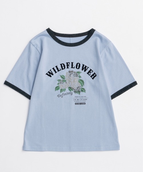 MAISON SPECIAL（メゾンスペシャル）の「WILDFLOWER Ringer T-shirt/WILDFLOWERリンガーTシャツ（Tシャツ/カットソー・レディース・ホワイト/ブラック/ブルー・FREE）」の13枚目の写真