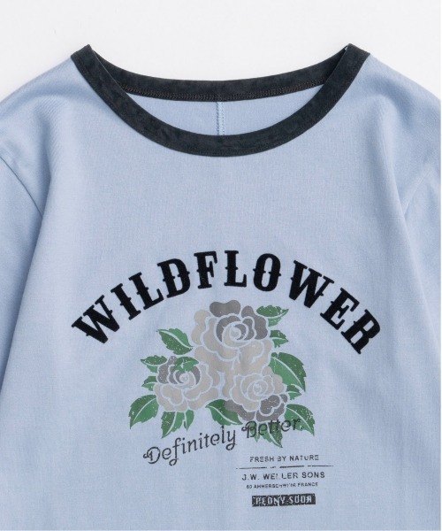 MAISON SPECIAL（メゾンスペシャル）の「WILDFLOWER Ringer T-shirt/WILDFLOWERリンガーTシャツ（Tシャツ/カットソー・レディース・ホワイト/ブラック/ブルー・FREE）」の14枚目の写真