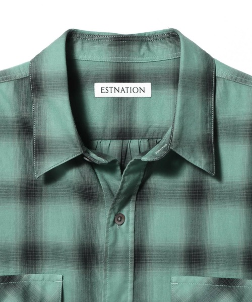 ESTNATION(エストネーション)の「ESTNATION / ガーメントダイ チェックシャツ(シャツ/ブラウス・メンズ・コバルトブルー/トップグレー/セージグリーン・MEDIUM/LARGE)」の5枚目の写真