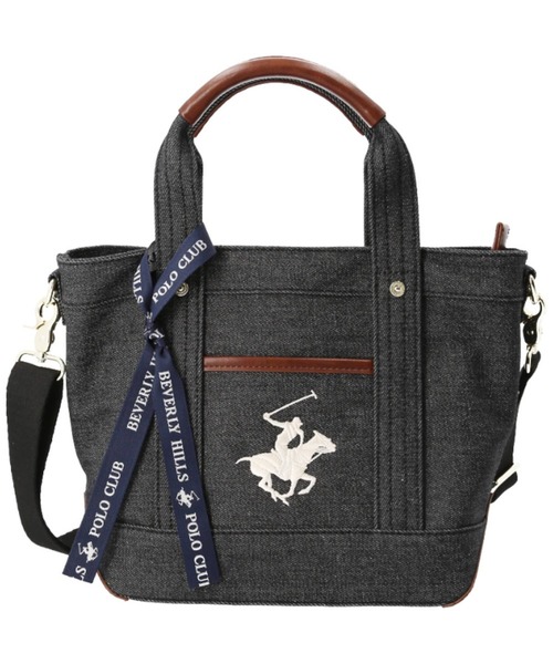 BACKYARD FAMILY(バックヤードファミリー)の「BEVERLY HILLS POLO CLUB キャンバストートバッグXS BH1006N(トートバッグ・レディース・アイボリー/チャコールグレー×ブラック/ダークブルー/ダークブラック・FREE)」の2枚目の写真