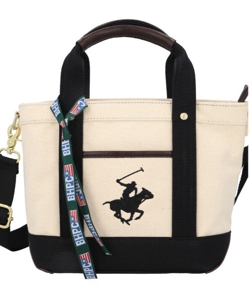 BACKYARD FAMILY(バックヤードファミリー)の「BEVERLY HILLS POLO CLUB キャンバストートバッグXS BH1006N(トートバッグ・レディース・アイボリー/チャコールグレー×ブラック/ダークブルー/ダークブラック・FREE)」の8枚目の写真