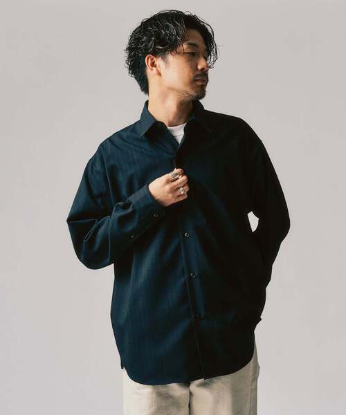 LE レギュラーフィット　コットンシャツ　2枚セット【size 2】黒　紺 LE JAPON Akita レギュラーウールシャツ（シャツ/ブラウス）｜417