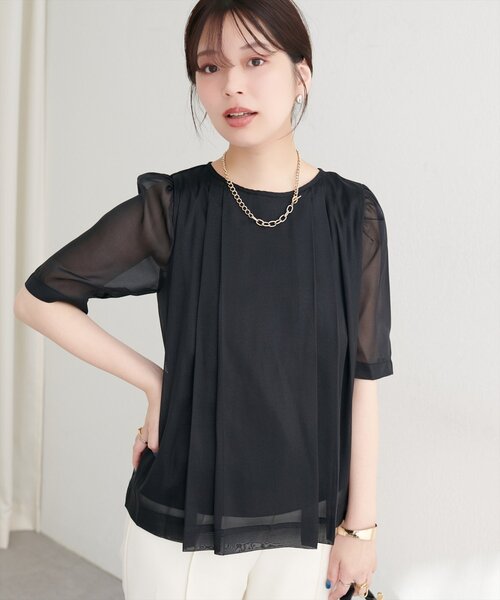 natural couture(ナチュラルクチュール)の「【WEB限定】ほんのりラメシアータックプリーツブラウス(シャツ/ブラウス・レディース・グレー/オフホワイト/ピンク/ミント/オレンジ/ブラック・FREE)」の15枚目の写真