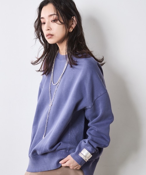 CHIC STYLE(シックスタイル)の「綿100%ピグメント染裏起毛スウェット<大きいサイズ有>シックスタイル(スウェット・レディース・パープル/モカ/カーキ系・5L/4L/3L/LL/L/M)」の1枚目の写真