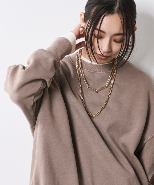 CHIC STYLE(シックスタイル)の「綿100%ピグメント染裏起毛スウェット<大きいサイズ有>シックスタイル(スウェット・レディース・パープル/モカ/カーキ系・5L/4L/3L/LL/L/M)」の2枚目の写真