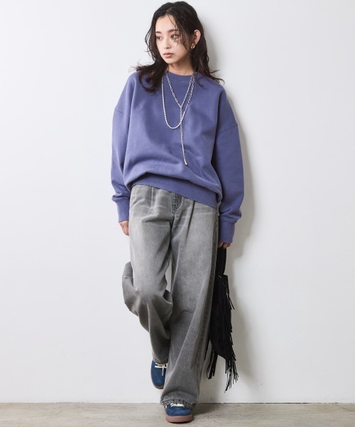 CHIC STYLE(シックスタイル)の「綿100%ピグメント染裏起毛スウェット<大きいサイズ有>シックスタイル(スウェット・レディース・パープル/モカ/カーキ系・5L/4L/3L/LL/L/M)」の9枚目の写真