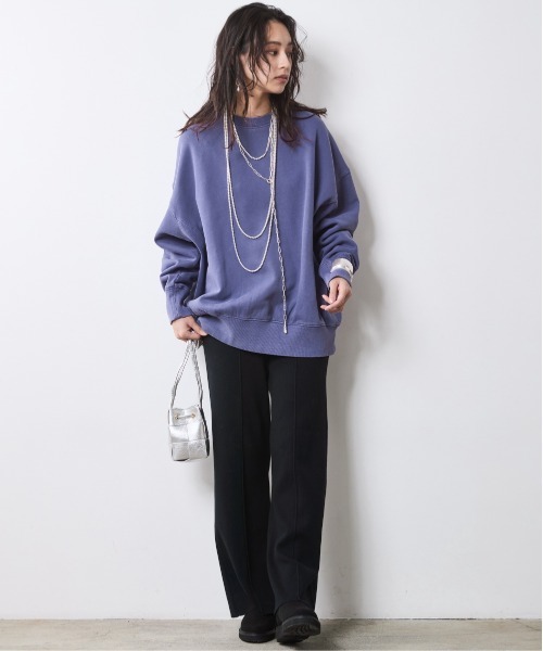 CHIC STYLE(シックスタイル)の「綿100%ピグメント染裏起毛スウェット<大きいサイズ有>シックスタイル(スウェット・レディース・パープル/モカ/カーキ系・5L/4L/3L/LL/L/M)」の12枚目の写真