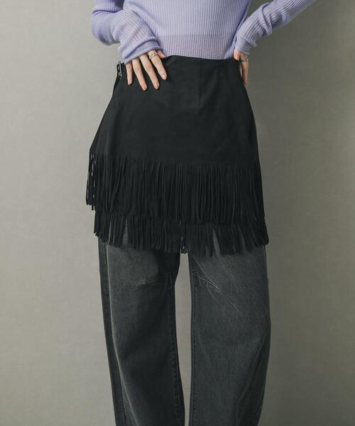 SENSE OF PLACE by URBAN RESEARCH(センスオブプレイスバイアーバンリサーチ)の「FSフリンジスカート(スカート・レディース・ブラック/キャメル・MEDIUM/SMALL)」の2枚目の写真