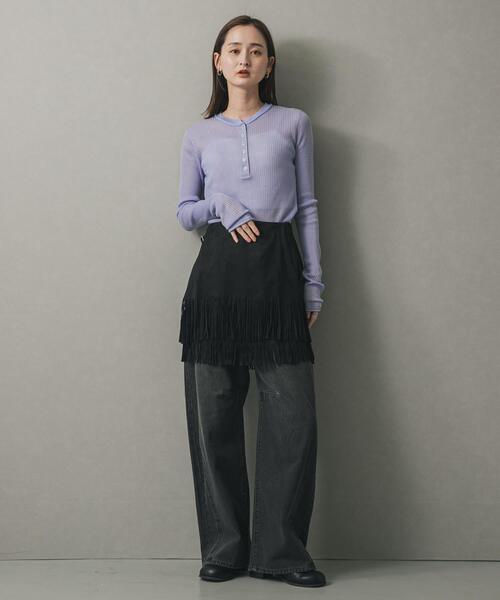 SENSE OF PLACE by URBAN RESEARCH(センスオブプレイスバイアーバンリサーチ)の「FSフリンジスカート(スカート・レディース・ブラック/キャメル・MEDIUM/SMALL)」の7枚目の写真