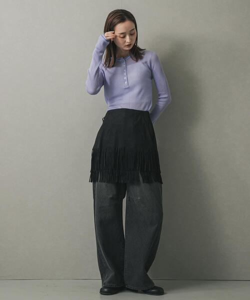 SENSE OF PLACE by URBAN RESEARCH(センスオブプレイスバイアーバンリサーチ)の「FSフリンジスカート(スカート・レディース・ブラック/キャメル・MEDIUM/SMALL)」の8枚目の写真
