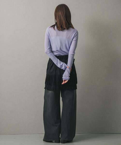 SENSE OF PLACE by URBAN RESEARCH(センスオブプレイスバイアーバンリサーチ)の「FSフリンジスカート(スカート・レディース・ブラック/キャメル・MEDIUM/SMALL)」の9枚目の写真