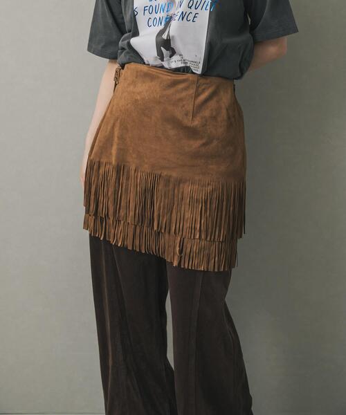 SENSE OF PLACE by URBAN RESEARCH(センスオブプレイスバイアーバンリサーチ)の「FSフリンジスカート(スカート・レディース・ブラック/キャメル・MEDIUM/SMALL)」の12枚目の写真