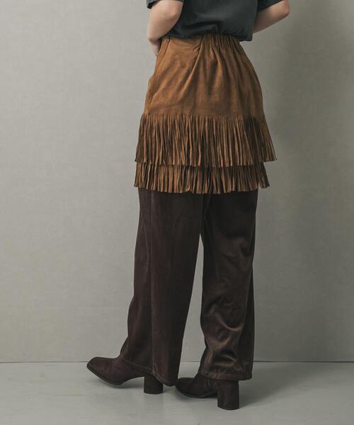 SENSE OF PLACE by URBAN RESEARCH(センスオブプレイスバイアーバンリサーチ)の「FSフリンジスカート(スカート・レディース・ブラック/キャメル・MEDIUM/SMALL)」の15枚目の写真