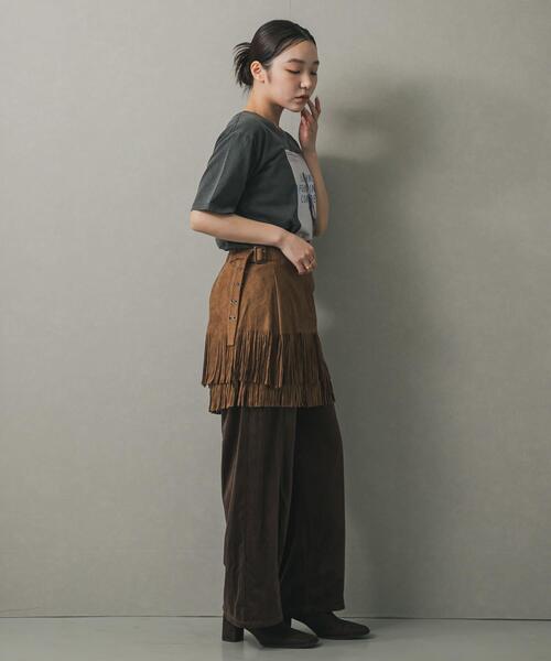 SENSE OF PLACE by URBAN RESEARCH(センスオブプレイスバイアーバンリサーチ)の「FSフリンジスカート(スカート・レディース・ブラック/キャメル・MEDIUM/SMALL)」の17枚目の写真