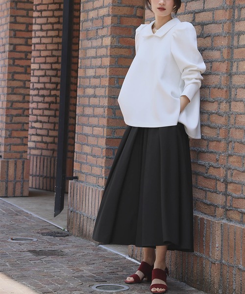 ELFRANK(エルフランク)の「タック ガウチョパンツ スカーチョ キュロットパンツ ワイドパンツ(その他パンツ・レディース・チャコールグレー/アイボリー/ブラック・M/L)」の10枚目の写真