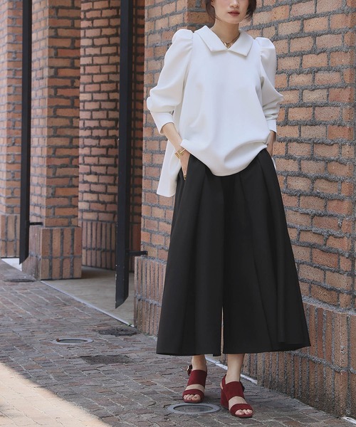 ELFRANK(エルフランク)の「タック ガウチョパンツ スカーチョ キュロットパンツ ワイドパンツ(その他パンツ・レディース・チャコールグレー/アイボリー/ブラック・M/L)」の12枚目の写真