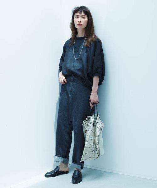 studio CLIP（スタディオクリップ）の「テーパードデニムパンツ[プチ・プラスサイズあり]《CLIP denim》（デニムパンツ・レディース・ブラック/インディゴブルー/ブルー・LARGE/SMALL/MEDIUM/PM/PL/X-LARGE/XX-LARGE/XXX-LARGE）」の7枚目の写真