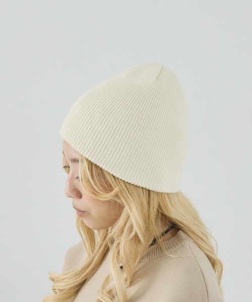 NOMINE（ノミネ）の「コットン ビーニー/ニット帽（ニットキャップ/ビーニー・レディース・ライトグレー/ブラック/ダークブラウン/レッド/アイボリー・フリー）」の2枚目の写真