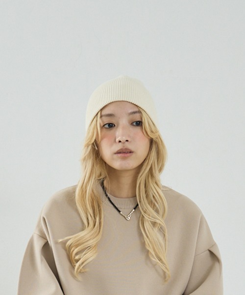 NOMINE（ノミネ）の「コットン ビーニー/ニット帽（ニットキャップ/ビーニー・レディース・ライトグレー/ブラック/ダークブラウン/レッド/アイボリー・フリー）」の6枚目の写真