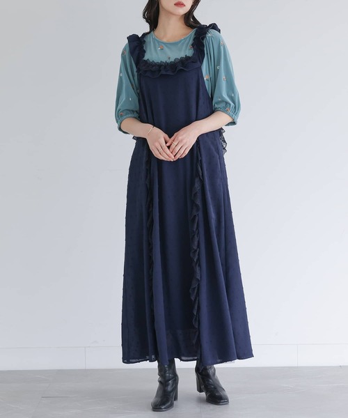 somari imagination（ソマリ イマジネーション）の「『ドビードットフリルキャミワンピース』（ワンピース・レディース・ブラック/ネイビー・1/2）」の2枚目の写真