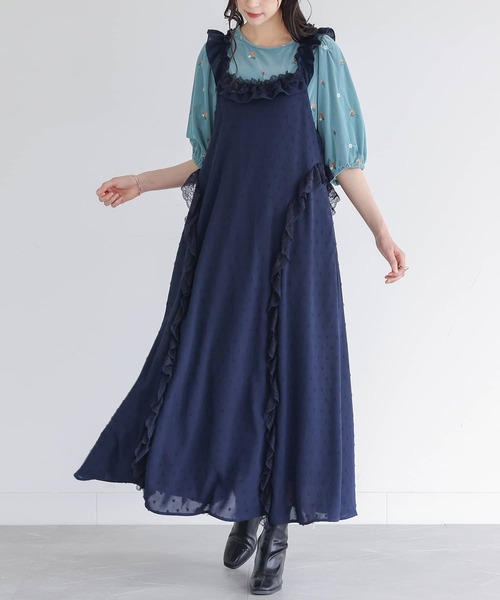 somari imagination（ソマリ イマジネーション）の「『ドビードットフリルキャミワンピース』（ワンピース・レディース・ブラック/ネイビー・1/2）」の9枚目の写真