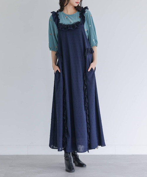 somari imagination（ソマリ イマジネーション）の「『ドビードットフリルキャミワンピース』（ワンピース・レディース・ブラック/ネイビー・1/2）」の12枚目の写真